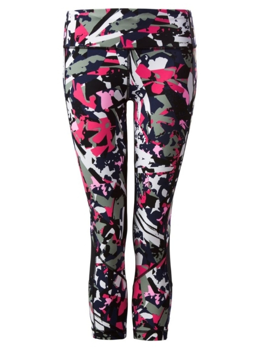 Lululemon Abstract Floral Print Cropped Leggings in Pink, Black, White - 4/2